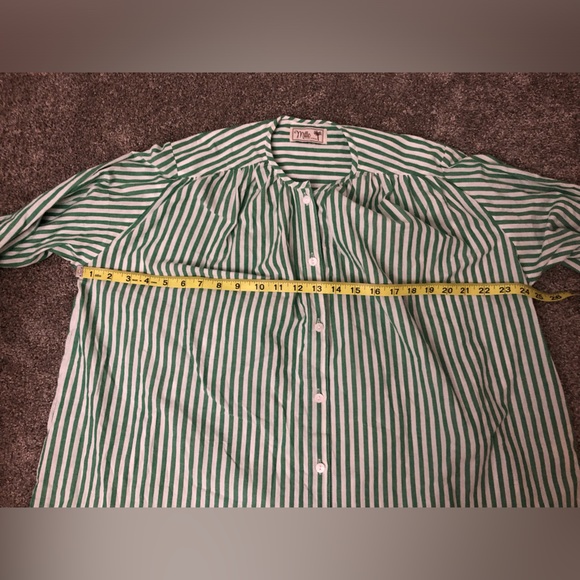 Mille Florian Top Blouse in Kelly Stripe Green White Size XL Button Up - Picture 13 of 16
